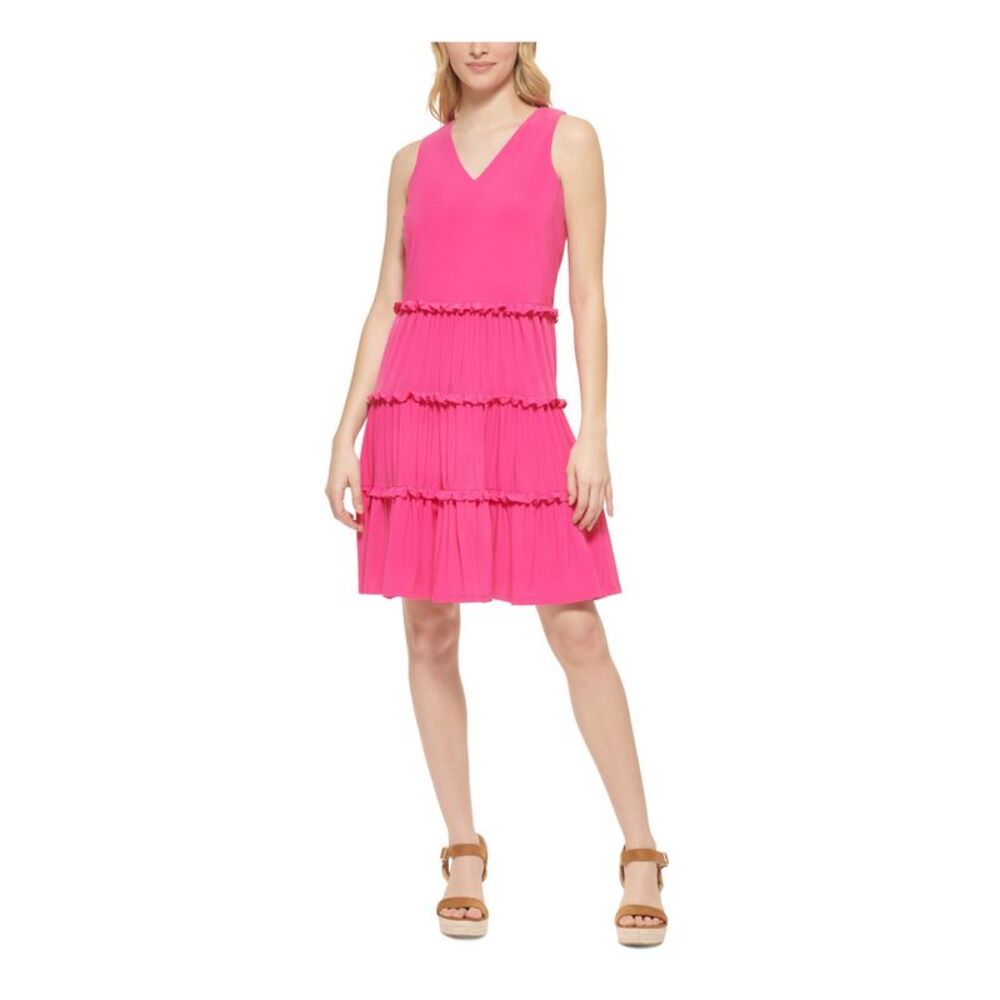 TOMMY HILFIGER Womens Pink Lined Pullover Sleeveless Shift Dress 2